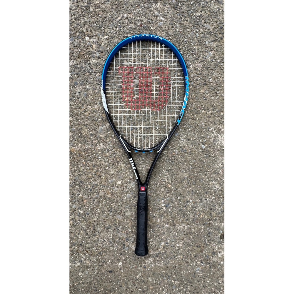 Wilson Impact Titanium Tennis Racket Blue Black Volcanic Frame Power Bridge